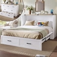 thumbnail image 1 of Bellemave Queen Size Murphy Bed with Storage Drawer, Foldable Platform Beds with Charging Station, Farmhouse Wood Cabinet Chest Bed for Living Room/Bedroom (White）, 1 of 9