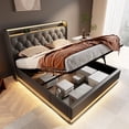 thumbnail image 1 of Bellemave Queen Size PU Leather Upholstered Platform Bed with Hydraulic Storage System and Button Tufted Headboard Storage Bed Frame with 360° LED Lights and Charging Station (Queen, Black), 1 of 10