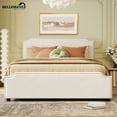 thumbnail image 1 of Bellemave Queen Size Velvet Upholstered Platform Bed with 4 Storage Drawers, Wood Bed Frame with Nailhead Trim Headboard for Bedroom, Guest Room (Beige), 1 of 10