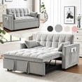 thumbnail image 1 of Bellemave Sleeper Sofa Bed 3-in-1 Convertible Couch with Pullout Bed, Futon 2-Seater Loveseat with Toss Pillows and Storage Pockets, 3 Level Adjustable Backrest Sofa for Living Room （Gray）, 1 of 8