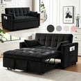 thumbnail image 1 of Bellemave Sleeper Sofa Bed 3-in-1 Convertible Couch with Pullout Bed, Futon 2-Seater Loveseat with Toss Pillows and Storage Pockets, 3 Level Adjustable Backrest Sofa for Living Room （Black）, 1 of 7