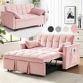 thumbnail image 1 of Bellemave Sleeper Sofa Bed 3-in-1 Convertible Couch with Pullout Bed, Futon 2-Seater Loveseat with Toss Pillows and Storage Pockets, 3 Level Adjustable Backrest Sofa for Living Room （Pink ）, 1 of 8