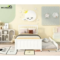 Bellemave Twin Platform Bed with Trundle, White