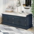 thumbnail image 1 of Bellemave Storage Bench with 4 Drawers, Entryway Shoe Bench with Cushioned Seat, Wooden End of Bed Bench with Cabinet and Shelves for Bedroom/Living Room/Entryway/Foyer/Hallway (Antique Navy), 1 of 10