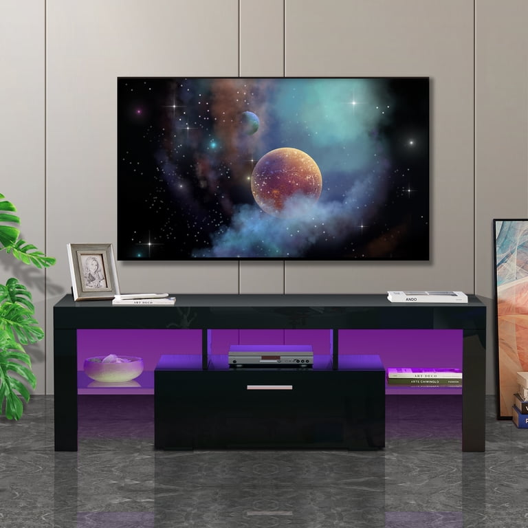 【美品】Led Light VT-7200CX/SET2 ① Bellemave TV Stand with LED Lights, High Glossy Front TV Table