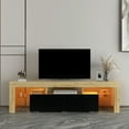 thumbnail image 1 of Bellemave TV Stand with LED Lights for 70 Inch, TV Table with 2 Storage, TV Console with Open Shelves, TV Cabinet for Living Room, Bedroom(Oak+Black), 1 of 12