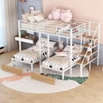 thumbnail image 1 of Bellemave Triple Bunk Bed with Stairs, Metal Full over Twin-Twin Bunk Bed with Storage Drawers, Heavy-Duty Bunk Bed for 3 Kids, Teens, Boys & Girls (White), 1 of 8