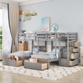 thumbnail image 1 of Bellemave Triple Bunk Bed with Stairs for 3, Wood Full over Twin & Twin 3 Bunk Bed with 6 Storage Drawers, Triple Bunk Bed for Teens Adults (Gray), 1 of 10