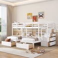 thumbnail image 1 of Bellemave Triple Bunk Bed with Stairs for 3, Wood Full over Twin & Twin 3 Bunk Bed with 6 Storage Drawers, Triple Bunk Bed for Teens Adults (White), 1 of 11