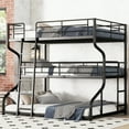 thumbnail image 1 of Bellemave Triple Bunk Beds for 3, Metal Full XL over Twin XL over Queen Bunk Bed Frame, Modern Heavy-Duty Steel Frame 3 Bunk Bed Built-in Ladder for Bedroom (Black), 1 of 10
