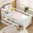 thumbnail image 1 of Bellemave Twin Bed with 4 Storage Drawers and Fence Rails, Wood Platform Beds with Bookshelf Headboard, Twin Size Beds Frame with Ladder, No Box Spring Needed (White）, 1 of 8