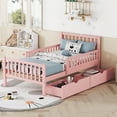 thumbnail image 1 of Bellemave Twin Bed with Storage Drawers and Fence Rails, Wood Platform Beds Frame with Headboard, Twin Size Storage Bed for Kids Boys Girls Teens（Pink), 1 of 8