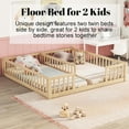 thumbnail image 1 of Bellemave Twin Floor Bed for 2, Wood Double Floor Bed with Fence,Two Montessori Bed Side by Side for Bedroom (Natural), 1 of 8