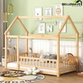 thumbnail image 1 of Bellemave Full Floor Bed, Wood Full Size House Bed Frame with Fence, Montessori Floor Bed for Bedroom（Natural), 1 of 9