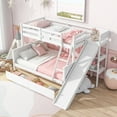 thumbnail image 1 of Bellemave Twin Over Full Bunk Bed with Slide and Storage, Wood Bunk Bed Frame with 2 Drawers & Shelves, Bunk Bed Twin Over Full for Teens Adults Dorm Small Space （Pink), 1 of 9