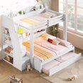 thumbnail image 1 of Bellemave Twin Over Full Bunk Bed with Stair and Trundle, Storage Shelves,Wood Bunk Beds with LED Light & USB Charging Station, Space-Saving Design Bunk Bed Frame for Teens Adults Bedroom,White, 1 of 8