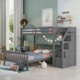 thumbnail image 1 of Bellemave Twin Over Full Bunk Beds with Stairs, Wooden Storage Stairway Bunk Beds Can be Divided into Loft Beds and Platform Bed, No Box Spring Needed (Grey), 1 of 8