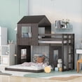 thumbnail image 1 of Bellemave Twin Over Full House Bunk Bed,Wood L-Shaped Fort Loft Bunk Beds Frame with Ladder, Floor Playhouse Bed, No Need Spring Box (Antique Gray), 1 of 9