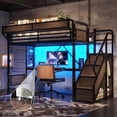 thumbnail image 1 of Bellemave Twin Loft Bed with Desk, Metal Loft Bed with Storage & Wardrobe, High Loft Bed with LED Lights & Charaging Station, Heavy Duty Metal Frame with Pegboard & Baskets for Teens Adults, Black, 1 of 13
