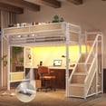 thumbnail image 1 of Bellemave Twin Loft Bed with Desk, Metal Loft Bed with Storage & Wardrobe, High Loft Bed with LED Lights & Charaging Station, Heavy Duty Metal Frame with Pegboard & Baskets for Teens Adults, White, 1 of 12