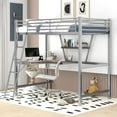 Bellemave Twin Loft Bed with Desk and Storage Shelf, Metal Frame, No