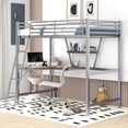 thumbnail image 1 of Bellemave Twin Loft Bed with Desk and Storage Shelf, Twin Size Metal Loft Bed Frame for Kids, Students, Teens, Multi Functional Metal Bed Frame, No Box Spring Needed, Silver, 1 of 10