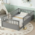 thumbnail image 1 of Bellemave Twin Montessori Bed Frame, Wood Twin Size Floor Bed with High Fence Rails, Twin Beds Frame for Bedroom Playroom (Gray), 1 of 7