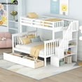 thumbnail image 1 of Bellemave Twin Over Full Bunk Beds with Stairs, Wood Bunk Bed Frame with Storage Drawers and Open Shelves for Teens, Adults, White, 1 of 16