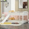 thumbnail image 1 of Bellemave Twin Over Twin Bunk Bed with Slide, Kids Low Bunk Bed with Convertible Slide and Ladder, Wood Floor Bunk Bed Frame for Boys & Girls, White, 1 of 12