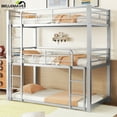 thumbnail image 1 of Bellemave Twin Over Twin over Twin Size Metal Bunk Bed Triple Bunk Bed Frame with 2 Ladders and Guardrails Twin Floor Bunk Beds for Teens (Silver), 1 of 11