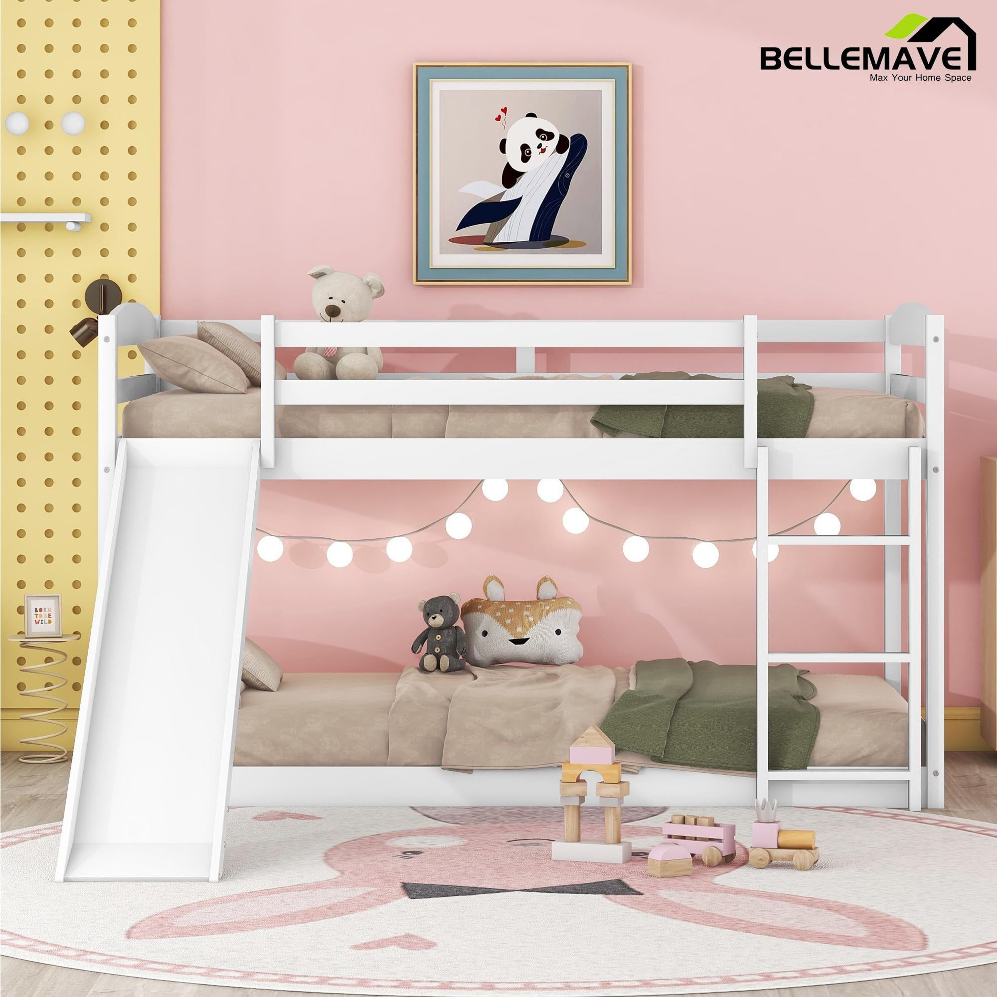 Bellemave Twin Size Bunk Bed with Slide Twin over Twin Bunk Bed with ...