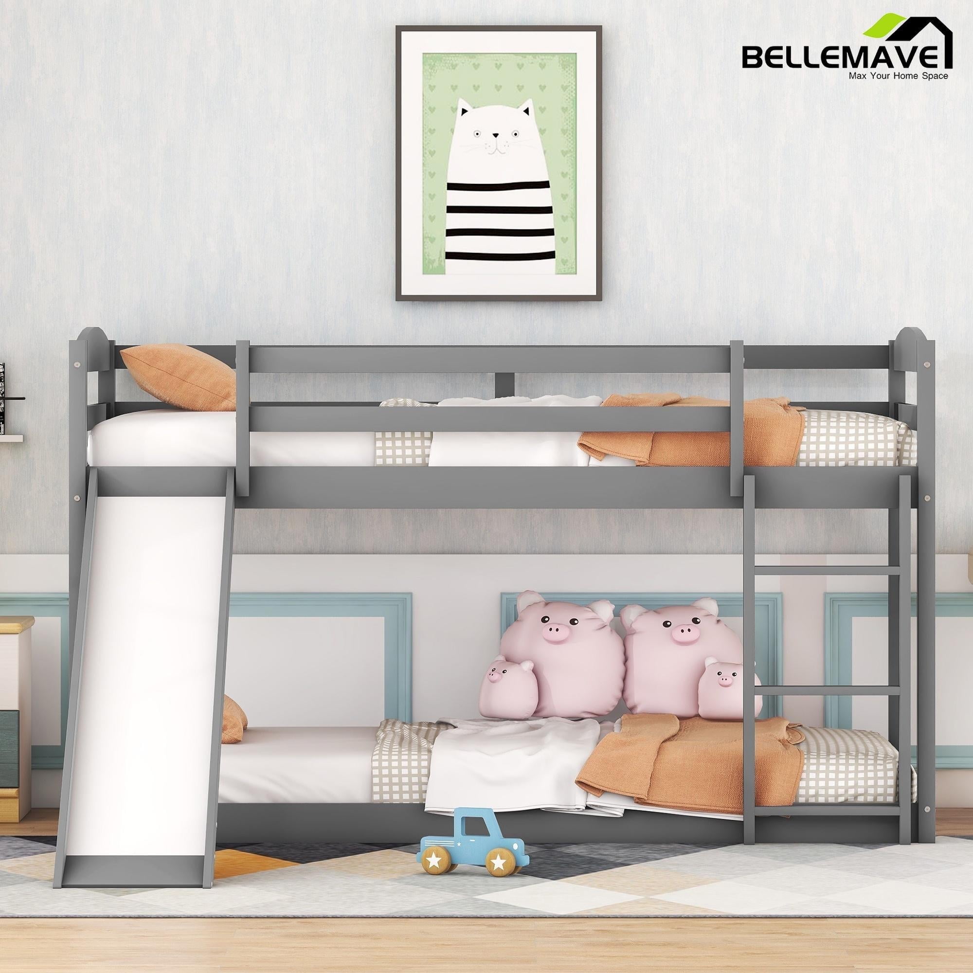Bellemave Twin Size Bunk Bed with Slide Twin over Twin Bunk Bed with ...