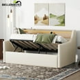 thumbnail image 1 of Bellemave Upholstered Plywood, Medium Density Fiberboard, PU Leather LED Light twin size, 1 of 10