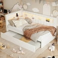 thumbnail image 1 of Bellemave Twin Size Daybed with Trundle and Storage Bookshelf, Upholstered Platform Bed Frame with USB Ports and LED Belt, Soft Corner Bed for Modern Bedroom Living Spaces(White）, 1 of 8