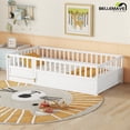 thumbnail image 1 of Bellemave Twin Size Floor Bed with Door and High Fence Guardrails Floor Bed with Bed Slats Wooden Floor Bed Montessori Bed Frame (Twin, White, With Slats), 1 of 10