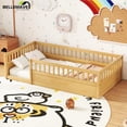 thumbnail image 1 of Bellemave Twin Size Floor Bed with High Fence Guardrails  Floor Bed without Door and Slats Twin Wooden Floor Bed Montessori Bed Frame (Twin, Natural, Without Door), 1 of 11