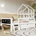 thumbnail image 1 of Bellemave Twin Size House Bed with Storage Drawers and 2 Blackboards Playhouse Platform Bed with Guardrails and Ladder Montessori House Bed(Twin, White), 1 of 9