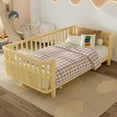 thumbnail image 1 of Bellemave Twin Size Montessori Bed with Fence, Wooden Low Platform Bed Frame with Detachable Side Bed Rails and Rounded Corner Design, Multiple Usage Methods Bed, No Box Spring Needed（Natural), 1 of 8