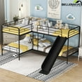 Bellemave Quad Bunk Bed, Twinsize, LShaped, with Slide and Ladder