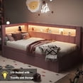 thumbnail image 1 of Bellemave Twin Size LED Daybed with Trundle Linen Upholstered Daybed Frame with Charging Station and LED Lights Twin Sofa Bed with Storage and Backrest, No Box Spring Needed, Pink, 1 of 11