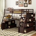 thumbnail image 1 of Bellemave Twin Size Loft Bed with Stairs and Desk, Wooden High Loft Beds Frame with 7 Storage Drawers and 2 Shelves for Kids Teens Adults (Espresso), 1 of 9