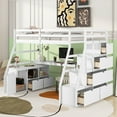 thumbnail image 1 of Bellemave Twin Size Loft Bed with Stairs and Desk, Wooden High Loft Beds Frame with 7 Storage Drawers and 2 Shelves for Kids Teens Adults (White), 1 of 9