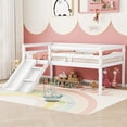 thumbnail image 1 of Bellemave Twin Size Low Loft Bed Frame with Slide and Ladder Low Bed Frame With Roof and Guardrails Junior Loft Bed Solid Wood Bed, No Box Spring Needed, White, 1 of 11