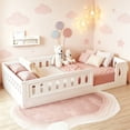 thumbnail image 1 of Bellemave Twin Size Montessori Bed with High Guardrails, Solid Wood Floor Bed with Double Entrance, Easy Assemble Twin Toddler Beds Frame,White, 1 of 9