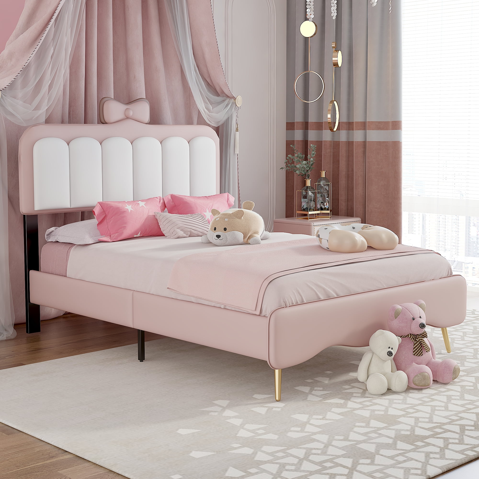 Pink Small Double Princess Bed Bellemave Twin Size Upholstered Bed