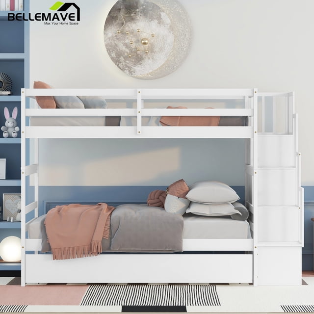 BELLEMAVE Twin Over Twin Bunk Beds For Kids, Full Size Bunk Bed With