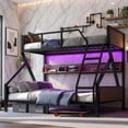 thumbnail image 1 of Belleamve Twin XL Over Queen Bunk Bed, Metal Bunk Bed with Storage Shelves, LED Light, Heavy Duty Bunk Beds with 2 Ladders, Safety Guardrails, Space-Saving Metal Frame for Adults Teens, Black, 1 of 11