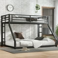 thumbnail image 1 of Bellemave Twin XL Over Queen Size Metal Bunk Bed Heavy-Duty Bunk Bed Frame with 2 Ladders and Guardrails Twin XL Over Queen Bunk Beds for Adults, Teens, Kids, Black, 1 of 10