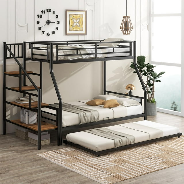 Bellemave Twin over Full Bunk Bed with Trundle for Kids & Adults, Metal