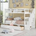 thumbnail image 1 of Bellemave Twin over Twin Bunk Bed with Stairs, Solid Wood Bunk Bed with Storage Drawers for Teens, Adults (White), 1 of 11